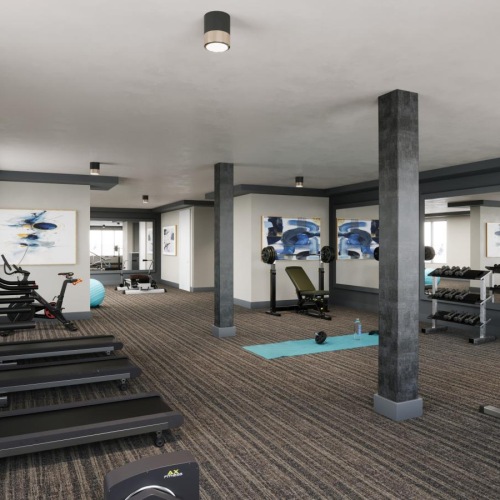a gym with exercise equipment